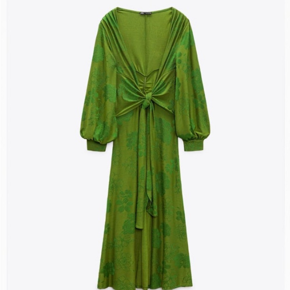 LONG JACQUARD DRESS - green
